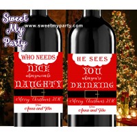 Christmas wine Labels,Mini Wine Labels,Christmas Mini Wine Labels,(set2ch)